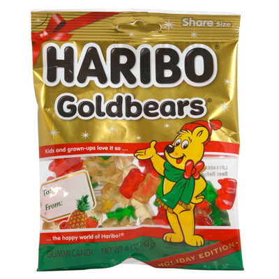 HARIBO HOLIDAY GOLDBEARS 4 OZ IN COUNTER DISPLAY