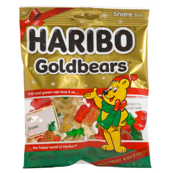 HARIBO HOLIDAY GOLDBEARS 4 OZ IN COUNTER DISPLAY