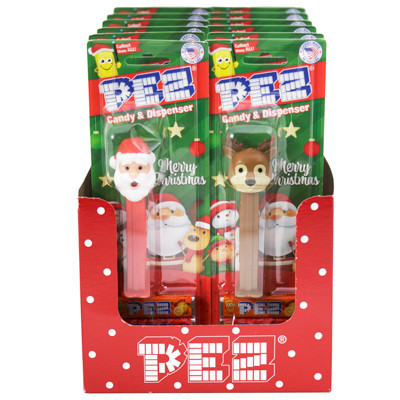 PEZ CHRISTMAS 6 ASSORTED DISPENSERS AND 3 PEZ CANDY REFILLS BLISTER PACK IN COUNTER DISPLAY