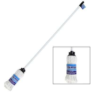 MOP 40IN HANDLE W/10IN COTTON HEAD  CLEANING WRAP CARD