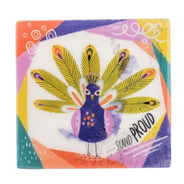 WALL DECOR BLOCK SIGN STAND PROUD PEACOCK WOOD 4X4 WALL DECOR BLOCK SIGN STAND PROUD PEACOCK WOOD 4X4