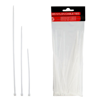 CABLE TIES NYLON 85 CT CLEAR 3 SIZES/PK HRDW PBH