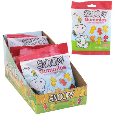 SNOOPY GUMMIES 3.5 OZ PEG BAG IN 12PC COUNTER DISPLAY