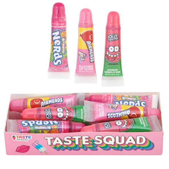 LIP GLOSS 3-ASSORTED FLAVORS  JOLLY RANCHER, NERDS & AIRHEADS COUNTER DISPLAY