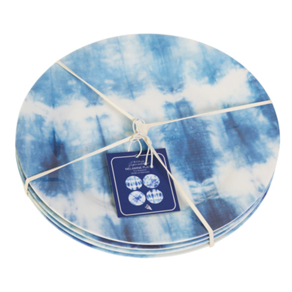 PLATES 4CT 9IN ROUND MELAMINE TYE DYE AMERICANA C.R GIBSON