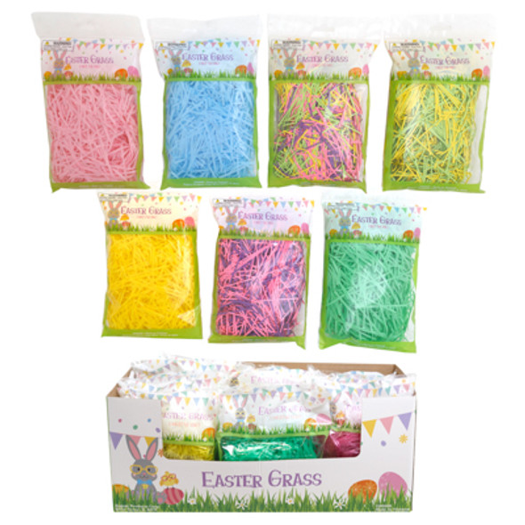 EASTER GRASS 1.5OZ 36 PC PDQ 7 ASST MATTE & CRINKLE MIX EASTER PRINTED PB