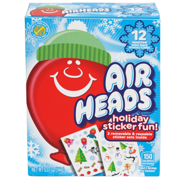 MINI AIRHEADS HOLIDAY STICKER FUN BOOK 12 MINI BARS/BOX IN COUNTER DISPLAY