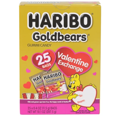 HARIBO VALENTINE EDITION GOLD BEARS EXCHANGE KIT 25PC IN COUNTER DISPLAY