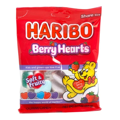 HARIBO BERRY HEARTS 3.1 OZ COUNTER DISPLAY