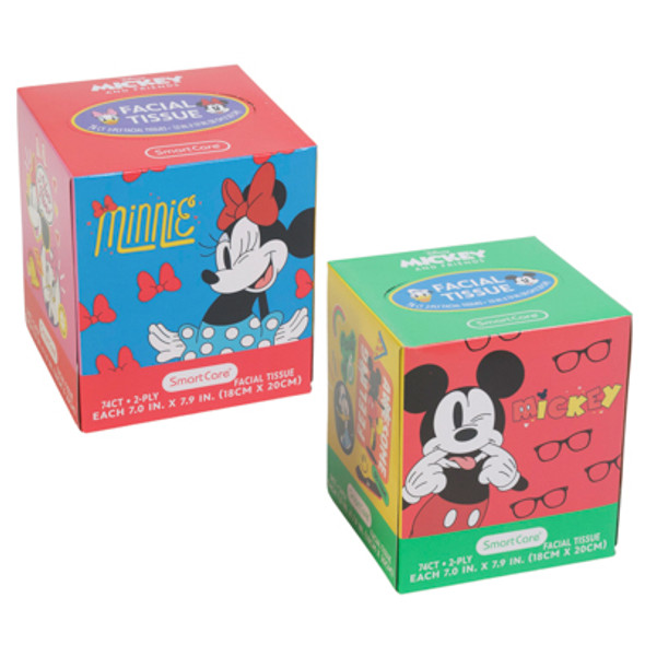 FACIAL TISSUE 74CT DISNEY MICKEY/MINNIE 2PLY WHITE BOXED