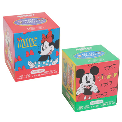 FACIAL TISSUE 74CT DISNEY MICKEY/MINNIE 2PLY WHITE BOXED