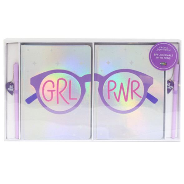 JOURNAL GLITTER GEL COVER 2PC SET 8.25X6 200PAGESPEN W/CHARM ACETATE BOX