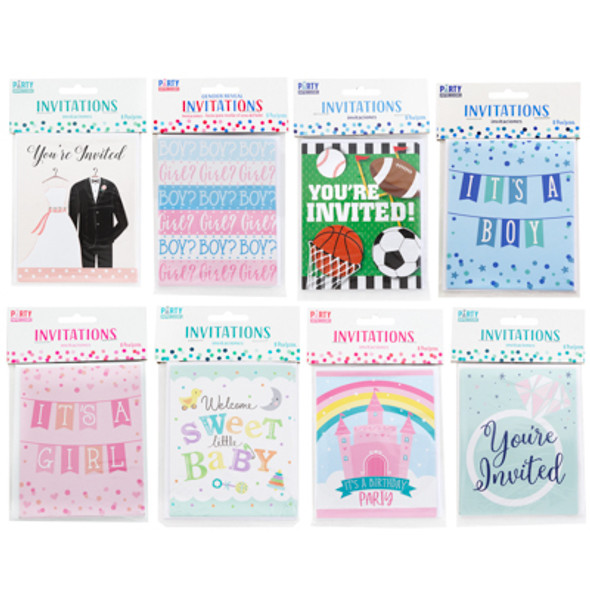 INVITATION CARDS RANDOM ASSORTMENT 8 CT.