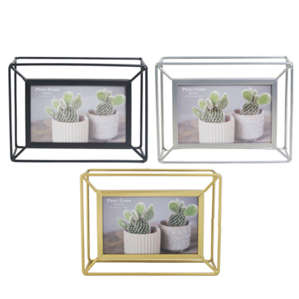 METAL 3-D OUTLINE FRAME 4X6 PIC 3 ASST BLK/SILV/GOLD UPC LAB