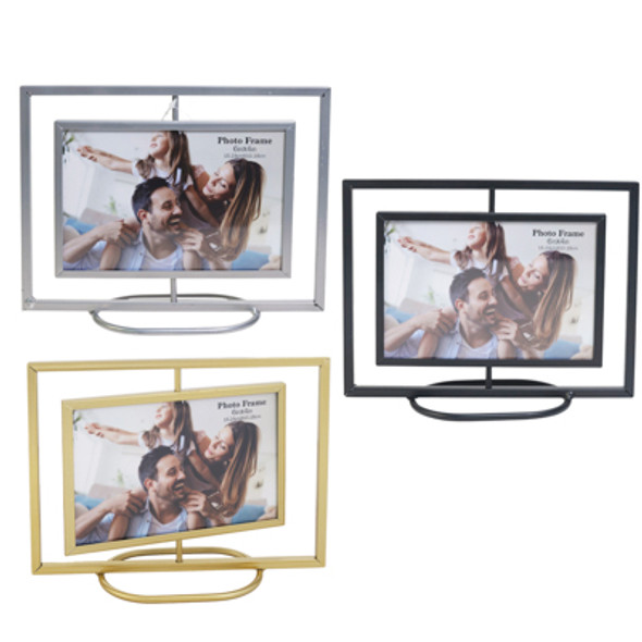 ROTARY FRAME METAL 4X6 3 ASST GOLD/SILV/BLK EA W/HT ROTARY FRAME METAL 4X6 3 ASST GOLD/SILV/BLK EA W/HT