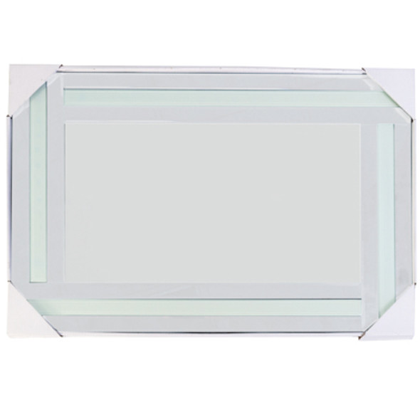 WALL MIRROR 15.75 X 23.62 W/ DUAL ETCHED STRIPE BORDER WINDOW BOXED