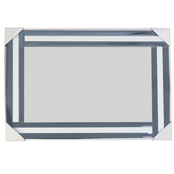 WALL MIRROR 19.69 X 27.56IN W/DUAL ETCHED STRIPE BORDER WINDOW BOXED WALL MIRROR 19.69 X 27.56IN W/DUAL ETCHED STRIPE BORDER WINDOW BOXED