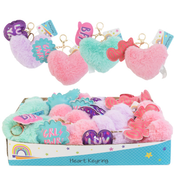 PLUSH HEART VALENTINE KEYRING W/SENTIMENT DANGLE 4 ASST 24PC PDQ PLUSH HEART VALENTINE KEYRING W/SENTIMENT DANGLE 4 ASST 24PC PDQ