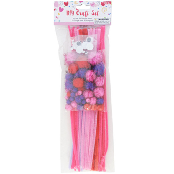 CRAFT SET VALENTINE 36 CHENILLE STEMS/ 16 GOOGLY EYES/ 50 POMPOMS VAL PBH