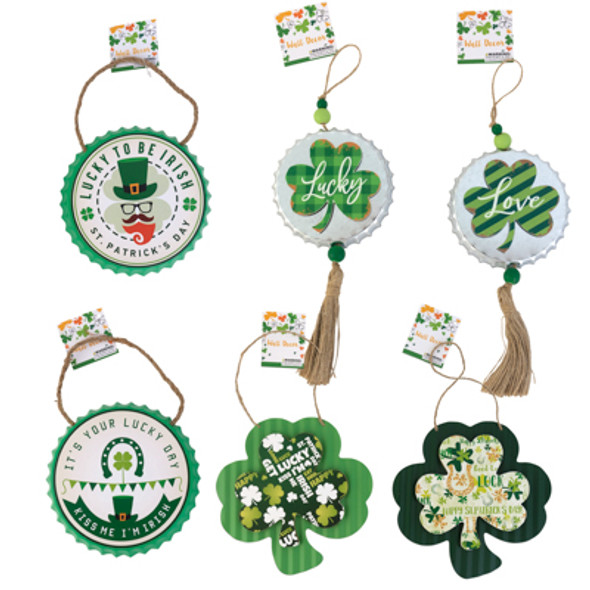 HANGING DECOR ST PAT GALVANIZED 6 ASST / HANGTAG HANGING DECOR ST PAT GALVANIZED 6 ASST / HANGTAG