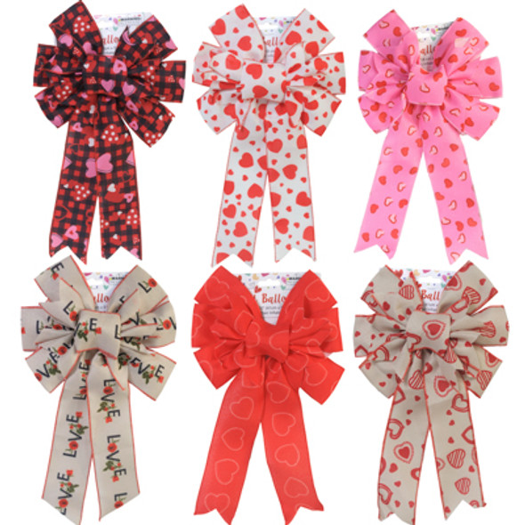 BOW DELUXE VALENTINE WREATH 9 X 11 WIRED 7 LOOP 6 AST VAL TCD BOW DELUXE VALENTINE WREATH 9 X 11 WIRED 7 LOOP 6 AST VAL TCD