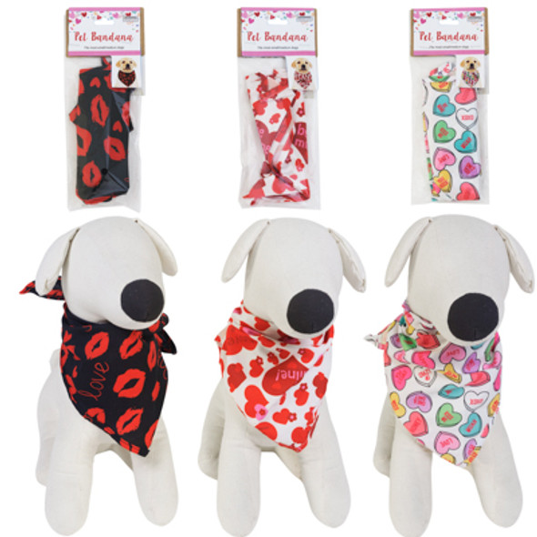 PET BANDANA VALENTINE 3 ASST PBH/ DROPDOWN PHOTO