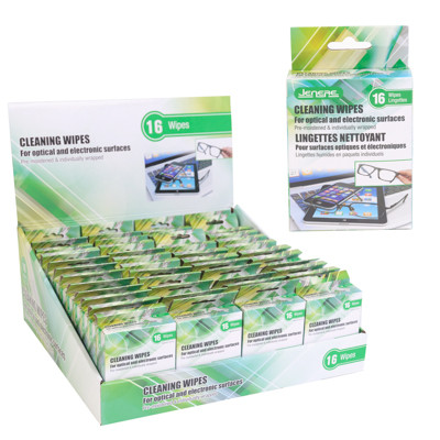 LENS WIPES 16PK FOR OPTICAL/ ELECTRONIC SURFACES COLOR BOXED IN 48PC PDQ