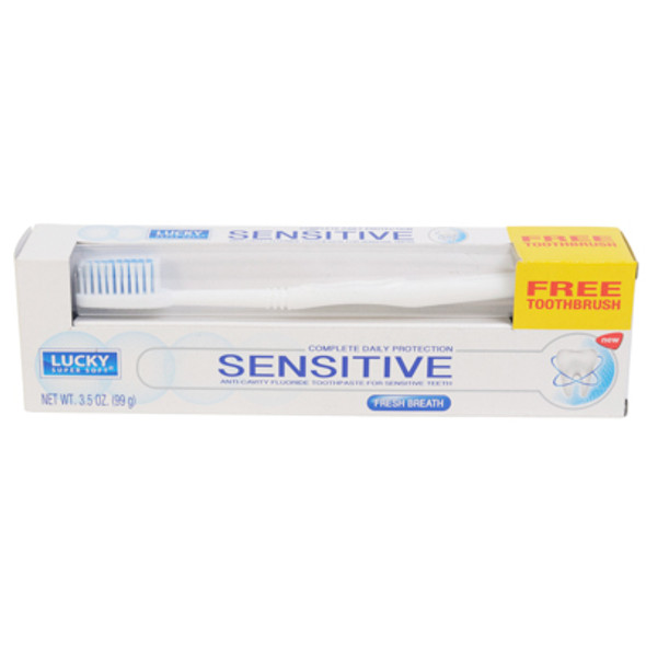 TOOTHPASTE W/BRUSH 3.5OZ SENSITIVE BOXED LUCKY