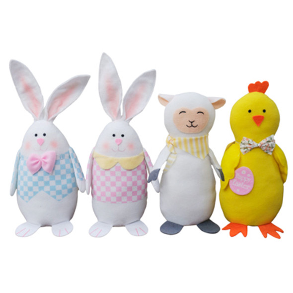 EASTER TABLETOP SITTERS 4 ASST 2 BUNNY/LAMB/CHICK 10-12IN H/HT