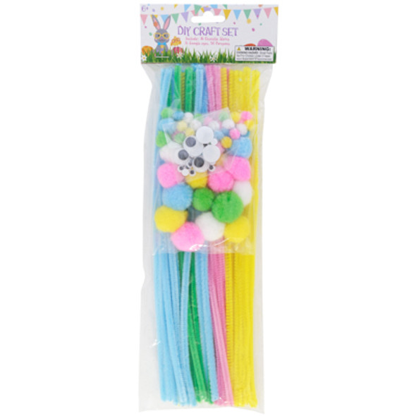 EASTER DIY CRAFT SET 36 CHENILLE STEMS/ 16 GOOGLY EYES/ 50 POMPOMS EASTER/ PBH