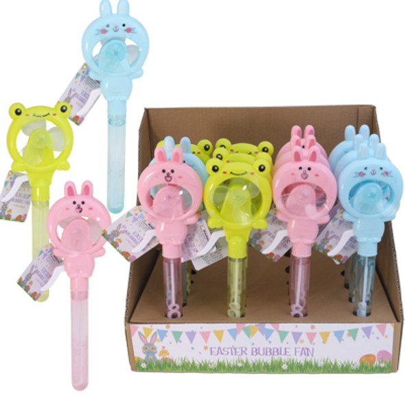 BUBBLE FAN EASTER BUNNY/FROG 1.69OZ BUBBLES / PRESS N RELEASE IN 24PC PDQ / EASTER HT