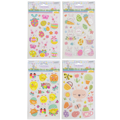 EASTER STICKERS 4 ASST W/8-3D POPUP DESIGNS/ 12PC MDSG STRIP PB/SLV