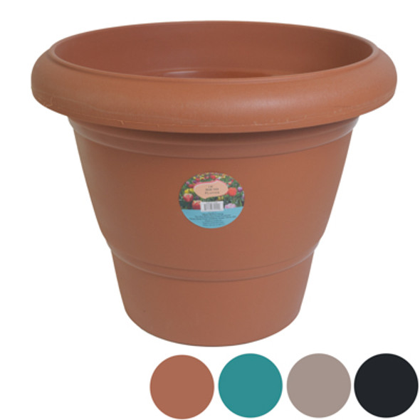 PLANTER ROUND 18 INCH DIAMETER 14.2 INCH TALL 4 COLORS BAGGED NOT BOXED