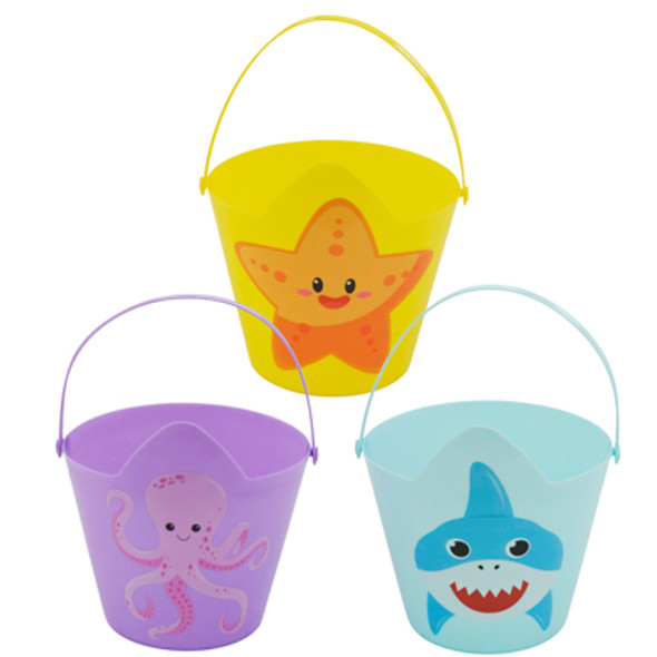 OCEAN CHARACTER PAIL 3 ASST 7.5 DIA X 8IN H UPC LABEL