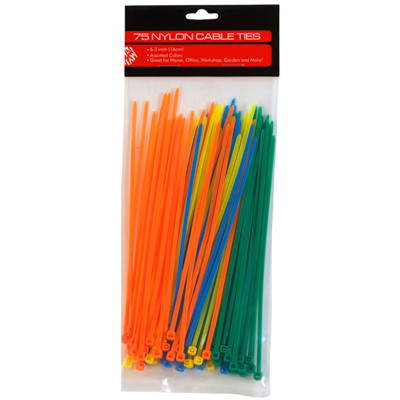 CABLE TIES MIXED COLOR 3 ASST 100CT-4IN/ 75CT-6.3IN/ 75CT-8IN HRD PBH
