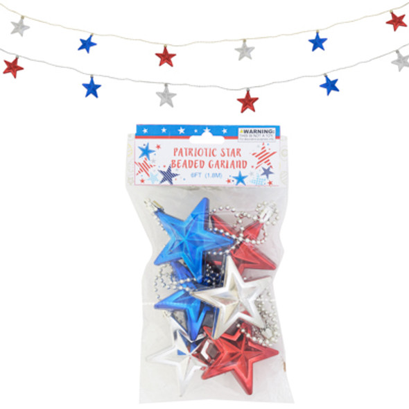PATRIOTIC STAR BEADED GARLAND 5.9FT L PAT PBH PATRIOTIC STAR BEADED GARLAND 5.9FT L PAT PBH