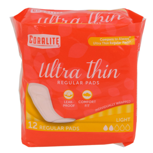 ULTRA THIN PADS 12CT REGULAR LIGHT CORALITE