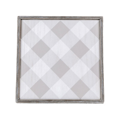 CHARGER 15X15 CHECKERED GRAY/WHITE WOOD (14.00)