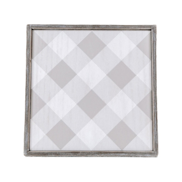 CHARGER 15X15 CHECKERED GRAY/WHITE WOOD (14.00)