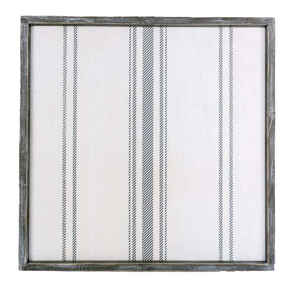 WALL DECOR 26X26X1.5 STIPES DOUBLE SIDED WHITE/BLUE/GRAY BAMBOO/WOOD (50.00)