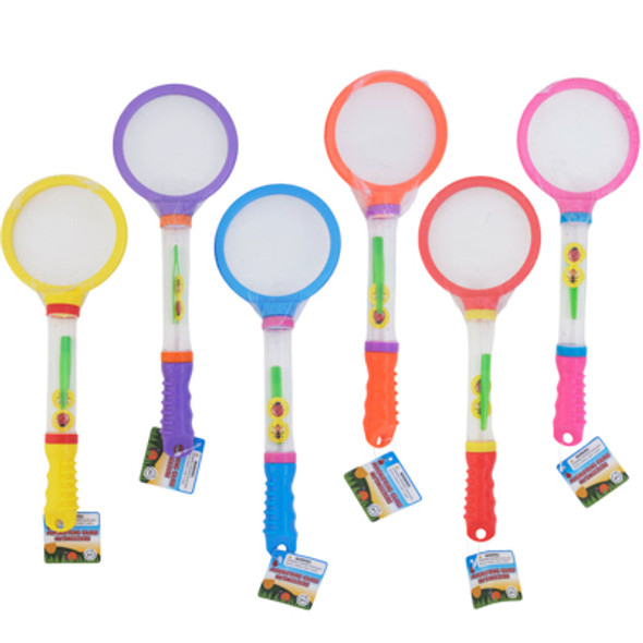 KIDS BUG EXPLORING 13IN PS MAGNIFY SET W/ TWEEZER IN COMPARTMENT HANDLE 6 ASST COLORS KIDS BUG EXPLORING 13IN PS MAGNIFY SET W/ TWEEZER IN COMPARTMENT HANDLE 6 ASST COLORS