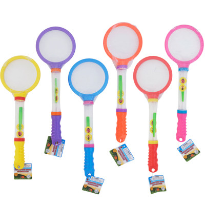 KIDS BUG EXPLORING 13IN PS MAGNIFY SET W/ TWEEZER IN COMPARTMENT HANDLE 6 ASST COLORS
