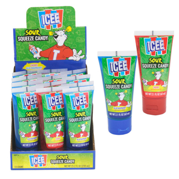ICEE SOUR SQUEEZE CANDY 12-PC 2-ASSORTED 2.1-OZ COUNTER DISPLAY