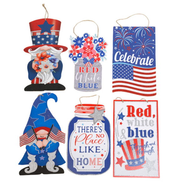 WALL PLAQUE PATRIOTIC 6 ASST W/GLITTER 12-15IN H PATRIOTIC LABEL WALL PLAQUE PATRIOTIC 6 ASST W/GLITTER 12-15IN H PATRIOTIC LABEL