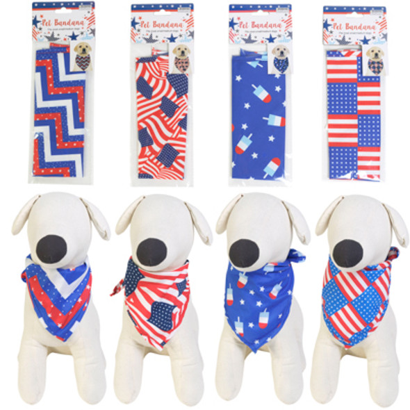 PET BANDANA PATRIOTIC 4 ASST PBH/ DROPDOWN PHOTO