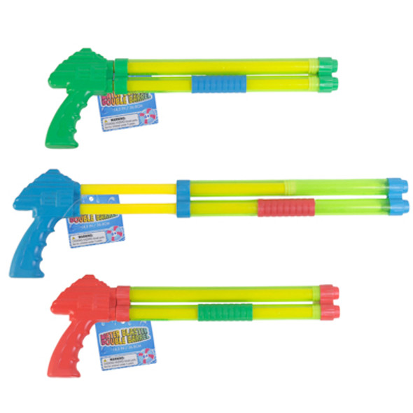 WATER BLASTER PUMP ACTION DOUBLE BARREL SQUIRTER 14.5IN L 3 ASST COLORS HT WATER BLASTER PUMP ACTION DOUBLE BARREL SQUIRTER 14.5IN L 3 ASST COLORS HT