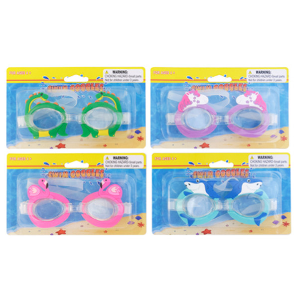 SWIM GOGGLES ANIMAL SHAPE 4 ASST CHILD SIZE/ BLISTER