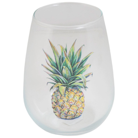 STEMLESS WINE GLASS 18OZ  PINEAPPLE BROWN BOX NO UPC STEMLESS WINE GLASS 18OZ  PINEAPPLE BROWN BOX NO UPC