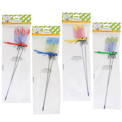 PLANTER PICKS DRAGONFLY 2PK 15.25IN H 4ASST COLORS L&G PBH