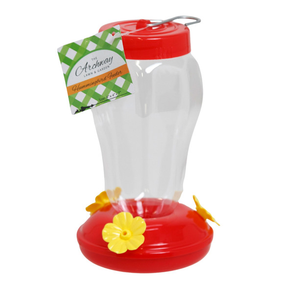 HUMMINGBIRD FEEDER PLASTIC 7IN H W/ METAL HANGING HOOK L & G HT